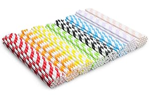 DK177 200 Stück Strohhalminkhalme Papier Biologisch Abbaubare, Bunte Cocktail Strohhalme Trinkhalme, Umweltfreundlich Papierstrohhalme für Geburtstag Hnd Party, 8 Farben