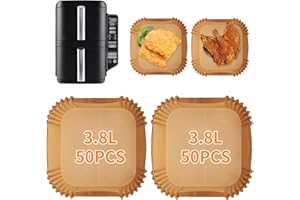 DREAKU Airfryer - Carta da forno per Ninja Double Stack XL SL300EU, 100 pezzi, accessori per friggitrice ad aria calda Foodi Max Dual Zone 7,6L Ninja SL300EU, Air Fryer Baking Paper