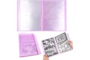 OTCRAFT 20 Pages 80 Pockets /1Set Large Clear Sticker Photo Storage Album; Storage Book Organizer Folder for Postcards Stickers, Photo, Clear Stamps, and Cutting Dies 17.5x11x1.38inch (Purple)
