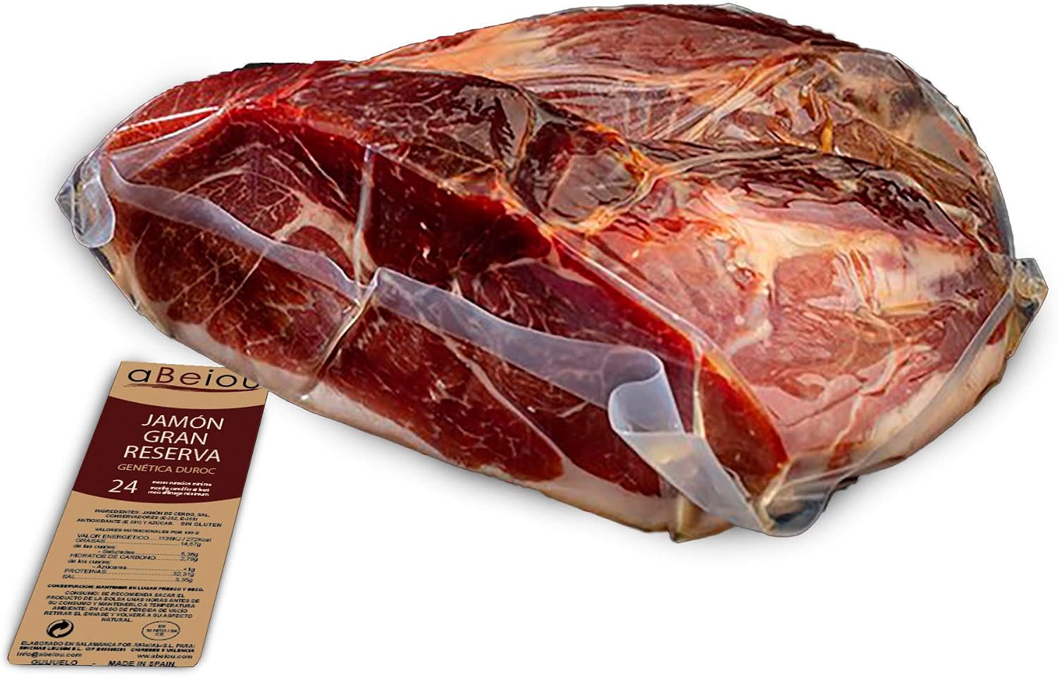Jamón Gran Reserva Duroc Premium Deshuesado Sin Hueso 1 kg — Curación +24–25 Meses — Guijuelo Salamanca — Envasado al Vacío — aBeiou