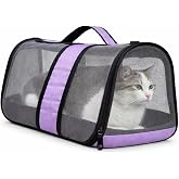 AEE&reg; Komple Fileli Kedi Taşıma &Ccedil;antası &ndash; MDF Sert Tabanlı, Katlanabilir, Nefes Alabilen, Omuz Askılı & El Tutmalı, Hafif ve S