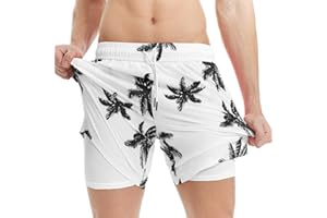 MaaMgic 5" Mens Swim Shorts with Compression Liner 4-Way Stretch Bathing Suit Swimming Shorts 2 in 1 Men's Swim Trunks with Zipper Pockets Quick Dry