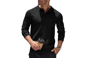 COOFANDY Pull Homme à Col Polo Manches Longues Pull Tricoté en Maille Classique Pullover Homme Hiver Decontracté Business Pull Couleur Unie Slim Fit