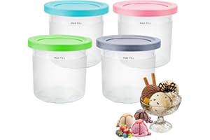 shallyong Ninja Creami Behälter 4 Stuck, Ninja Creami Deluxe Behälter, Glas Eiscreme-Pints-Becher, Ninja Creami Behälter für Eis, Desserts, Käse