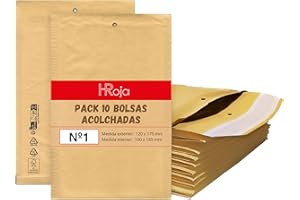 HRoja - Sobres Acolchados de Envío de Papel Kraft con Papel Burbuja, 10 unds - 120 x 175 mm - Autoadhesivos y Resistentes para Correo y Transporte de Paquetes - Antimanipulación y Antigolpes