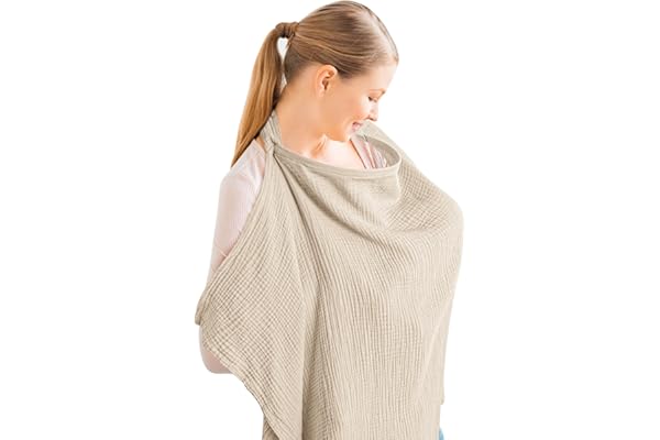 Konssy Couverture d'allaitement en mousseline pour bébé, haricot vert (Gris)