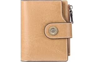 SENDEFN Cartera Monedero Mujer pequeña de Piel auténtica - 16 Ranuras para Tarjetas con Bloqueo RFID - Billetera Cartera de Tarjetero y Cremallera para Monedas