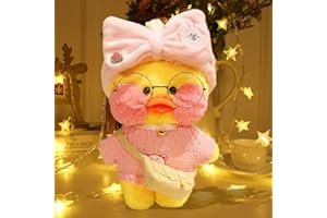 HICAS Doudou de Canard Jaune Mignon en Peluche Canard Doux 30 cm Poupée en Peluche Coréen Netred Portant de l'acide Hyaluronique Petit Canard Jaune Poupée Cadeaux Surprise pour Les Enfants