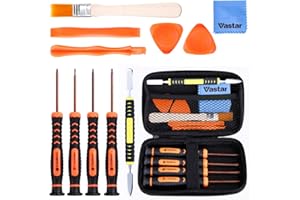 Vastar T6 T8 T10 Xbox One Screwdriver Set, 12 in 1 Xbox Repair Kit for Xbox One Xbox 360 Controller and PS3 PS4 Controller with Cross Screwdriver 1.5, Safe Pry Tools, Cleaning Brush & Cloth in EVA Bag