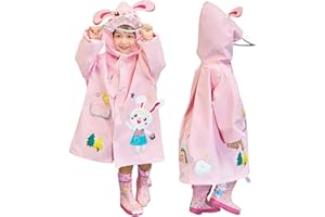 JinBei Impermeabile Bambini Poncho Pioggia con Cappello a Tesa Trasparente Strisce Riflettenti Ragazze Ragazzi Giacche per La Pioggia con Tasca Bottoni Cerniera Raincoat 2-8 Anni