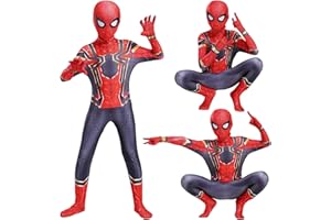 Sixome Spiderman Costume for kids, Superhero Spiderman Costume for Boys Spider Outfit With Mask Spider Movie Role Costume 3D Printing Jumpsuit for Halloween Cosplay Costume Carnival Theme Party