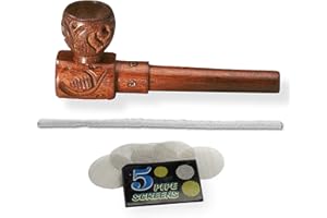 SPLIFF Silbato de madera hecho a mano Varios modelos con limpiador de pipas y coladores. (Palisandro con cabeza tallada - 7,5cm)