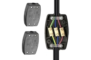 FIZZIX 2PCS 3 Terminal Electrical Junction Box with Flex Connectors, 13A 250v Cable Joiner for Indoor OAutdoor Lighting Power Home
