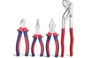 WORKPRO Zestaw szczypiec do gospodarstwa domowego, 4-częściowy Zestaw szczypiec, szczypce kombinerki, szczypce boczne, szczypce do pomp wodnych, dla majsterkowiczów i profesjonalistów