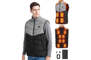BEKOMIYA Heated Gilet for Men with 16000mAh 7.4V Power Bank, Lightweight Heated Jacket, USB Electric Jacket with 3 Temperature Levels, Winter Thermal Vest for Outdoor, Camping