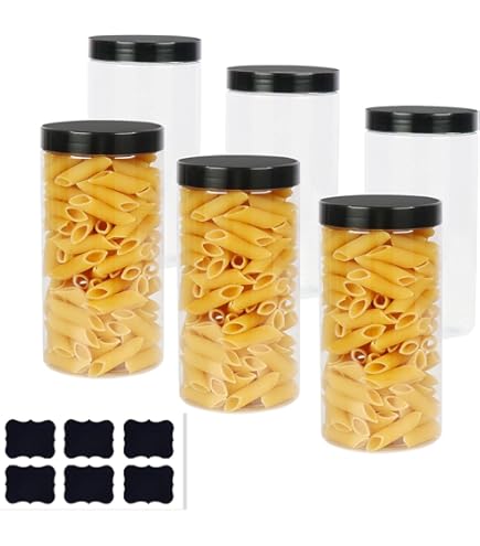 ZEONHEI 16 stuks 500 ml plastic potten met zwarte deksels en ZEONHEI 16 stuks 500 ml plastic potten met zwarte deksels en