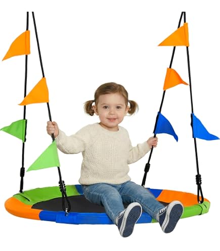 Balançoire nid d'oiseau pour enfants et adultes, charge maximale 300 kg, hauteur réglable, dimensions (L x l) 82 x 158 cm, bleu/noir | Leroy Merlin