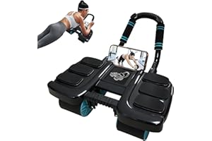 Laaorr Abdominal Wheel Roller with Knee Mat Ab Roller Exercise Wheel Automatic Rebound Elbow Support 4 Wheels Core Strength Trainer for Home Gym Fitness Abs Workout Equipment Built-In Phone Holder