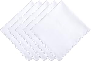 Dimeho Dimeo Damen Klein Weiß Taschentücher, Baumwolle Stofftaschentücher Set mit Gewelltem Rand, Stofftaschentücher Einstecktuch Handtuch Weiß Damen-Taschentücher Braut-Hochzeitsgeschenk (30 cm)