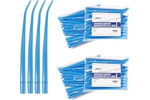JMU Dental Aspirator Tips 100 Pcs, Disposable Surgical Suction Tips 1/16" Diameter Blue, 4 Packs of 25