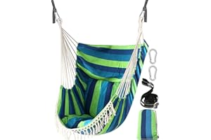 Chihee Sièges Suspendus Chaise Suspendue Hamac 2 oreillers Inclus,Sangles et Crochets Solides pour Une Suspension Facile Suspendue en Coton Doux Poche de côté Ensemble de chaises à Pampilles Confort