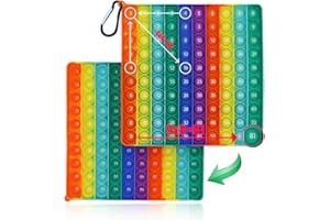 Plstod Pop It 10x10 con Numeri, Popit 2 in 1, Poppit Silicone, Pop It Arcobaleno, Pop It Piccoli, Pop It Bambini, Tabelle di Conteggio e Moltiplicazione, Pop It Gigante 20x20cm, per Bambini e Adulti