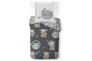 JAY FRANCO Star Wars Mandalorien La Plus Belle Prime Parure de lit enfant 140x200 cm, 100% Coton, lit 1 personne - Comprend housse de couette & taie d'oreiller 65x65 cm - Convient aux lits de 90x190cm à 90x200cm