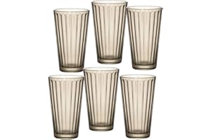 Ritzenhoff & Breker Lawe Stripes - Juego de vasos altos (6 unidades, 400 ml, cristal, 400 ml) color gris