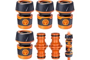 BETRYNIDIL 4 Pièces Raccord Tuyau d'Arrosage 19mm, Connecteur Tuyau Arrosage 3/4, Prévention des Fuites Raccord Rapide Tuyau Arrosage pour Etendre Jardin Irrigation (Orange)