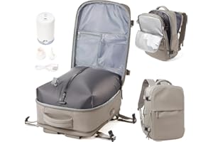 WEPOET Zaino Sottovuoto Viaggio Ryanair 40x30x20 Zaino da Viaggio Aereo Bagaglio a Mano con Sottovuoto Zaini Easyjet 45x36x20 Vacuum Backpack con Porta Scarpe(Grigio-marrone)
