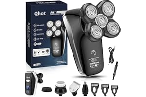 Qhot Rasoi per La Testa per Gli Uomini, Rasoio Elettrico con Testa Impermeabile Aggiornata per Uomini Calvi(S5)