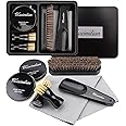 MAXIMILIAN Shoe Polish Kit - Shoe Shine Kit With Black and Neutral Polish, 2 Applicator Brushes, Soft Horsehair Brush, Shoehorn, Cloth