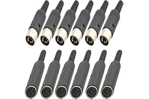 RUNCCI-YUN 12pcs 6 Pines Conector DIN, soldar Conector DIN, para Interfaz Midi,Clavija Teclado Piano, Controlador, Caja de ritmos, Máquina de Tambores, Secuenciador, Sampler, Procesador de Efectos