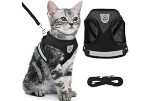 Arvoni Harnais pour Chat, Harnais Chat avec Laisse Anti-éclatement, Harnai s Chaton Souple Réglable avec Laisse pour Chats et Bandes Réfléchissantes, pour Chaton, Chiot
