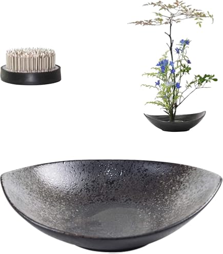 Mini-Blumentopf Set Mit Blumenfrosch & Steinperlen – Keramik, Für Ikebana & Deko