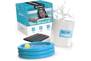 Pool Reparaturset inkl. Rakel | Starkes wasserdichtes Unterwasser Klebeband | Flickzeug zum Abdichten von Pools | selbstklebendes Abdichtband für alle Pooloberflächen | 10cm x 150cm (transparent)