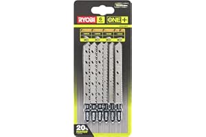 Ryobi Zestaw brzeszczotów do wyrzynarek, RAK6JSBW, zestaw zawiera 6 szt. brzeszczotów do drewna, brzeszczoty do cięć prostoliniowych w drewnie i laminacie, jak i cięć krzywoliniowych w drewnie