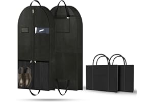 ARTILITS Black Fabric Garment Bag, Wrinkle-Free Garment Bags for Premium Travel Garment Bag Needs, Tri-Fold Design for Easy Packing, Edge Reinforcement, Elegant Exterior Texture, Stylish Design