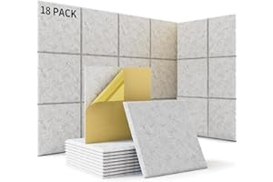 SUZAO 18 Stück Akustikplatten Selbstklebend, Schallabsorber Schallschutz mit Hohe Dichte 230kg/m³, 30x30x1cm Schalldämmung Wand tür Decken, Akustikpaneele Holz für Gaming Deko, Büros, Studios