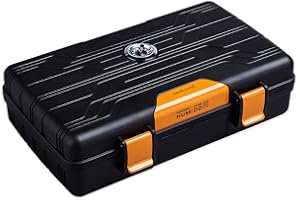 CIGARLOONG Zigarren-Humidor für Reisen, Doppelschichtig, mit Hygrometer und Luftbefeuchter (Farbe: Orange)