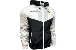 ICON SPORTS Real Madrid Windbreaker Jacke Lizenz Real M. Leichte wasserdichte Regenjacke mit Kapuze