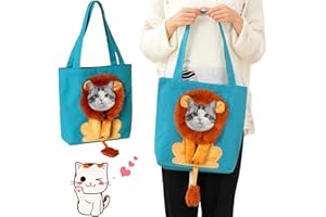 Uvolo Katzentasche, Umhängetasche für Haustiere, Tragbare Niedliche Haustier Segeltuch für Haustiere, Süße Haustiertasche aus Segeltuch in Löwenform, Tragekraft bis 5kg für Kleine Hunde Katzen Draußen