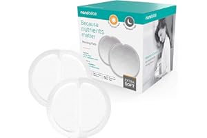 NANOBÉBÉ Nanobebe Disposable Breast Pads – 40 Days and 20 Nights Ultra Thin & Extra Absorbent Vented Leak Proof Nursing Pads for Breastfeeding, Individually Wrapped 60 Count