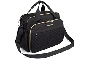 LEQUEEN Sac à langer pour bébé, sac à langer à bandoulière, sac à langer pour mamans et papas, Noir , Medium