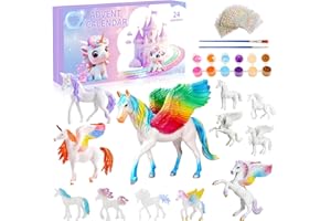 CONPONOUS Unicorn Advent Calendar 2025, Painting Unicorn Girls Advent Calendar with Paint Brushes Christmas Calendar 24 Days Christmas Countdown DIY Gifts for Girls Kids Advent Surprise