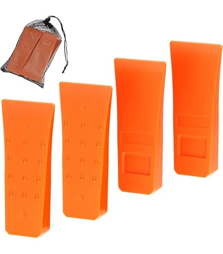 QWORK® 4 Piezas Cuñas De Tala Para Motosierra 15CM - ABS Resistente A Impactos, Color Naranja Llamativo, Con Púas Antideslizantes