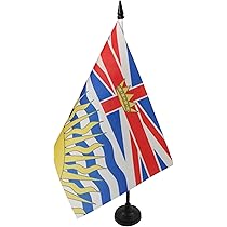 AZ FLAG - Drapeau De Table Colombie-Britannique - 15x10 Cm - Mini Drapeau De La Colombie-Britannique De Bureau 100% Polyester Avec Hampe De 25cm Et Socle En Plastique Noir