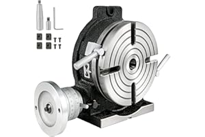VEVOR Mophorn Mesa de Trabajo Rotativa Horizontal y Vertical, 200mm Mesa Giratoria para Fresadoras con 4 Ranuras, 105 y 40 mm Fresadora de Mesa de Trabajo Rotativa para Perforar, Fresar o Cortar en Taller