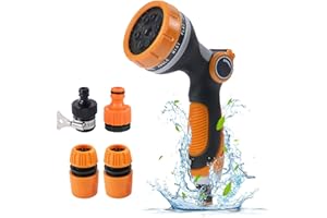 BIEPIS Hose Pipe Spray Gun Garden Hose Spray Gun Attachment,10 Adjustable Patterns Spray Nozzle High Pressure Anti-Leaking Garden Hose Nozzles & Spray Guns Connector for Watering Plants Cars,Pets