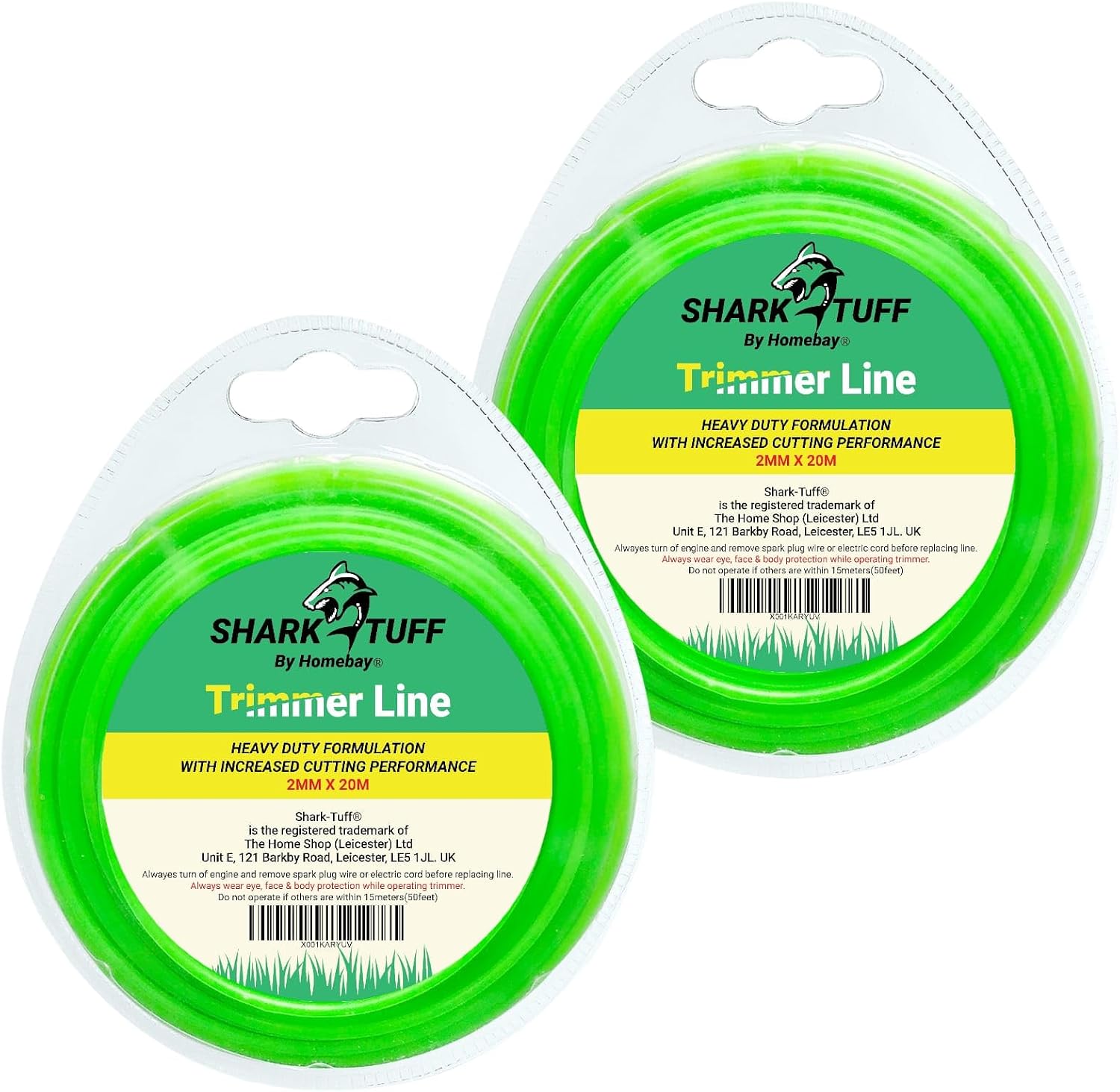 Shark-Tuff® Pack of 2 - Universal Strimmer Wire 2mm x 20m Heavy Duty | Grass Trimmer Line Strimmer Cord | Suitable for All String Petrol & Electric Trimmers (Total 40m)